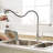 Elegant Brushed Nickel Kitchen Sink Faucet With Pullout Spray - Ceramic Filler, Stable Water Temperature, Easy Installation And Maintenance Contemporary In Pull Out , Leak- Design, Finish-1943092623