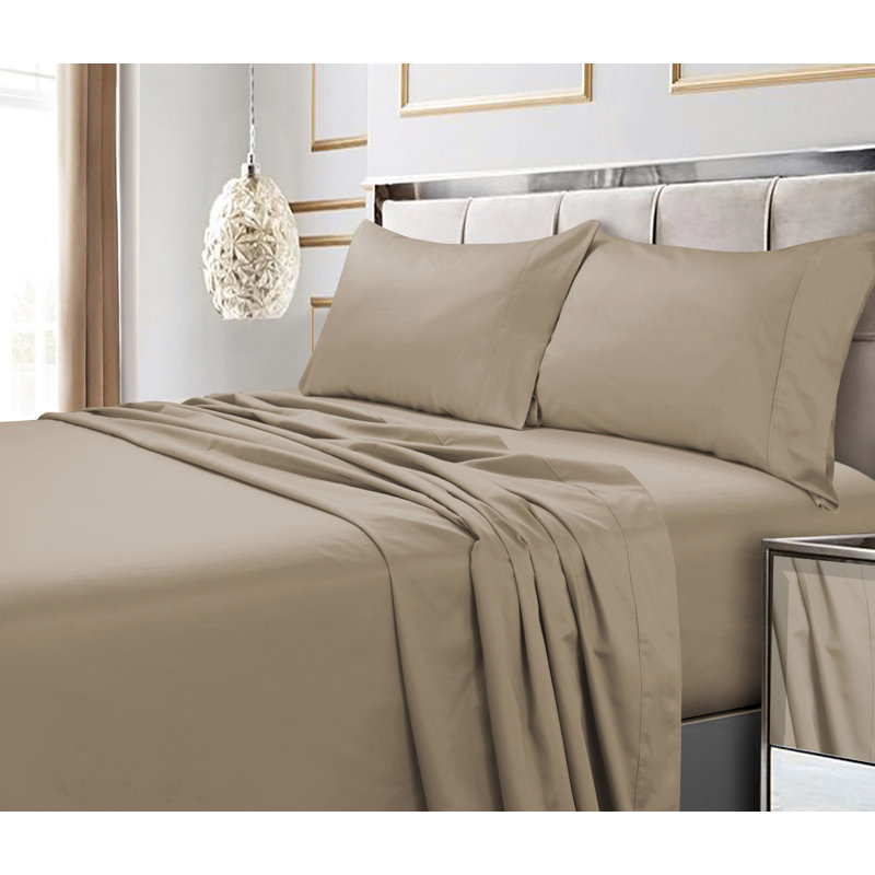 600 Thread Count 100% Cotton Extra Deep Pocket Sheet Set, King Sheet Set with 2 Pillowcases, Clay