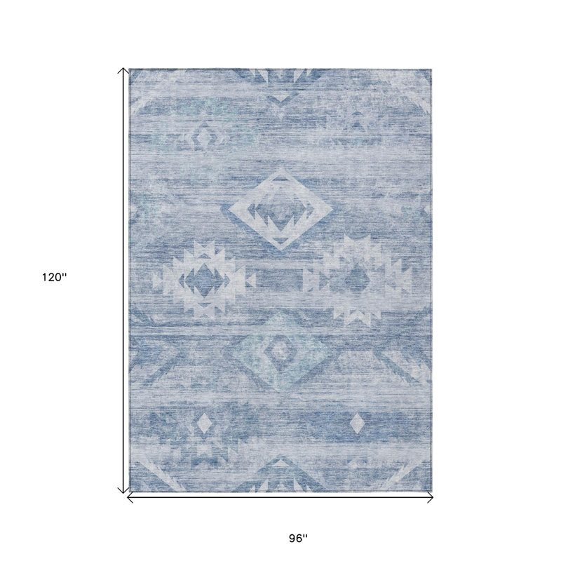 Tapis intérieur lavable extérieur 8 pi x 10 pi bleu et bleu ciel Southwestern