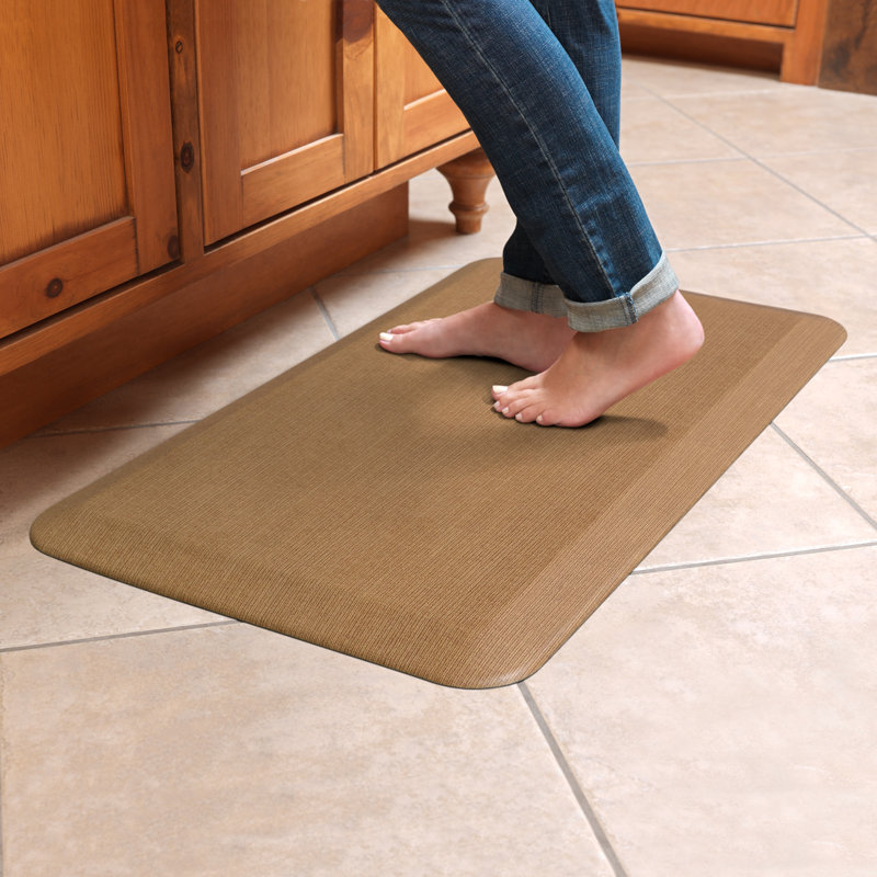 Solid Color Anti Fatigue Non-Skid Kitchen Mat, Khaki, 1'8" x 2'8"