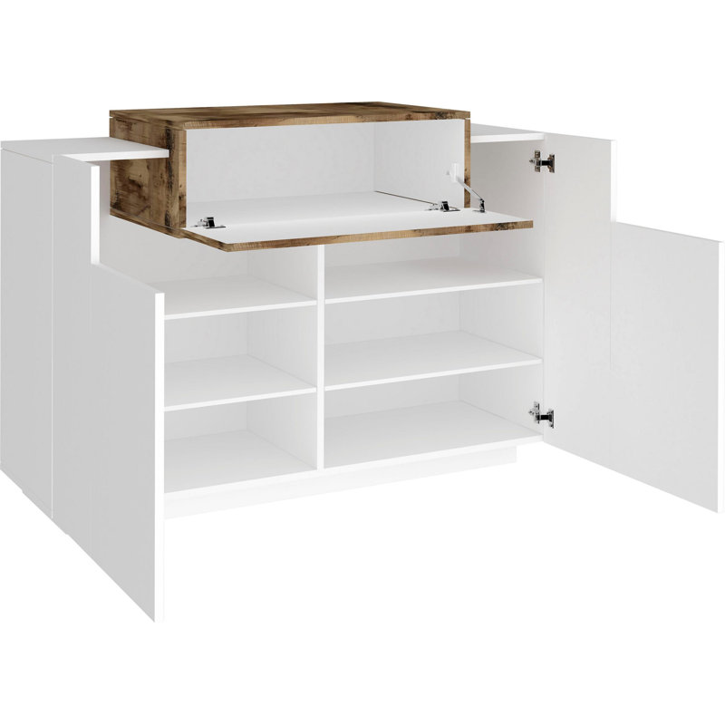 Sofren 24 Pair Shoe Storage Cabinet, White/Brown