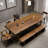 Tan Rectangular Solid Wood  Dining Table-1813219741