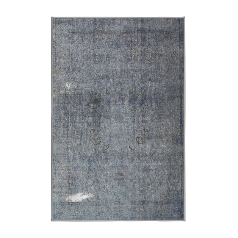 Tapis oriental gris / bleu en laine Shubert, Rectangle 6 pi x 9 pi