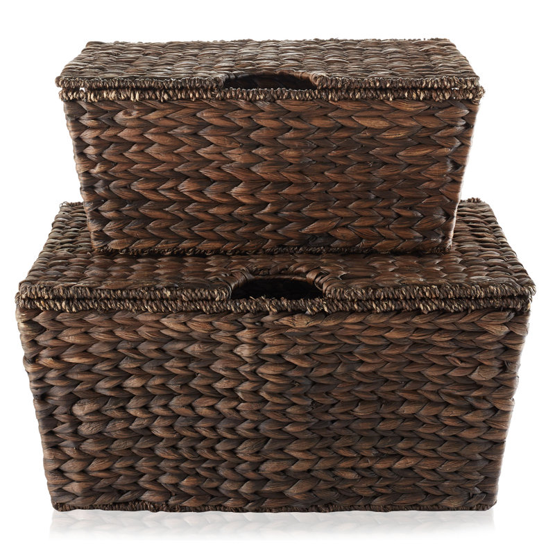 Casafield Water Hyacinth Nesting Storage Baskets with Lids (Medium and Large)