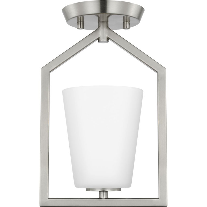 Plafonnier semi-encastré en verre Astri, Nickel brossé