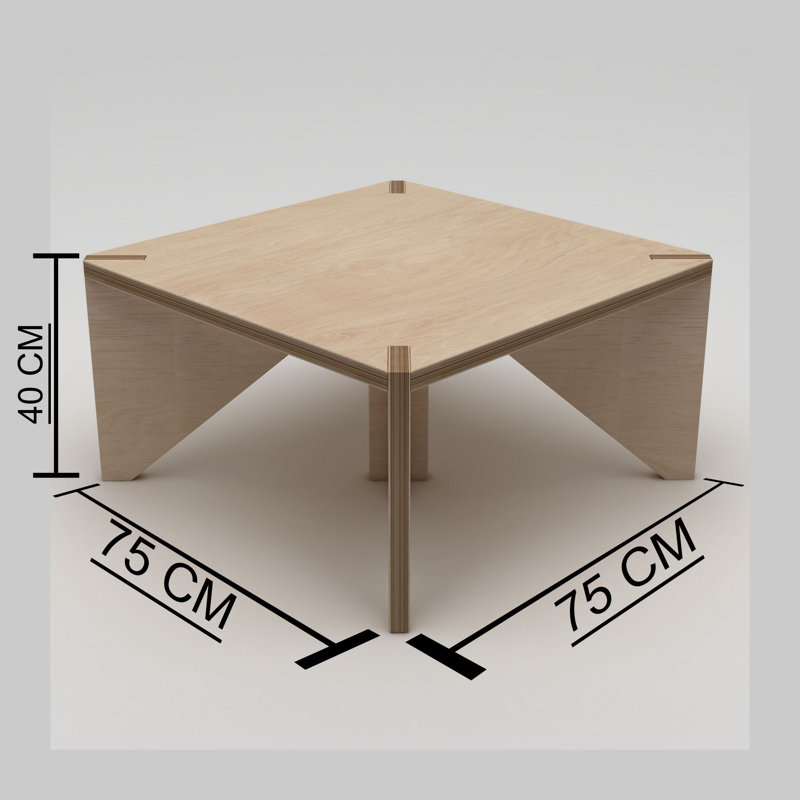 Table basse élégante, finition en bois naturel, 29,5 po x 15,7 po x 29,5 po | 100% contreplaqué de bouleau, épaisseur: 0,7 pouce | Peut supporter jusqu'à 397 lb | Design scandinave moderne, parfait pour le salon et les espaces de détente
