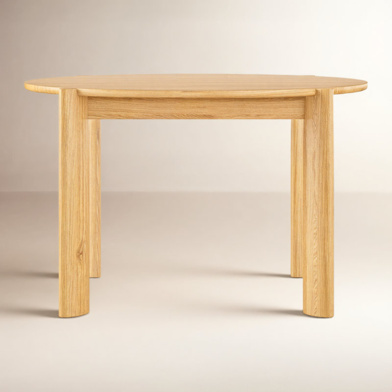 Bancroft Round Solid Wood Dining Table, White Oak