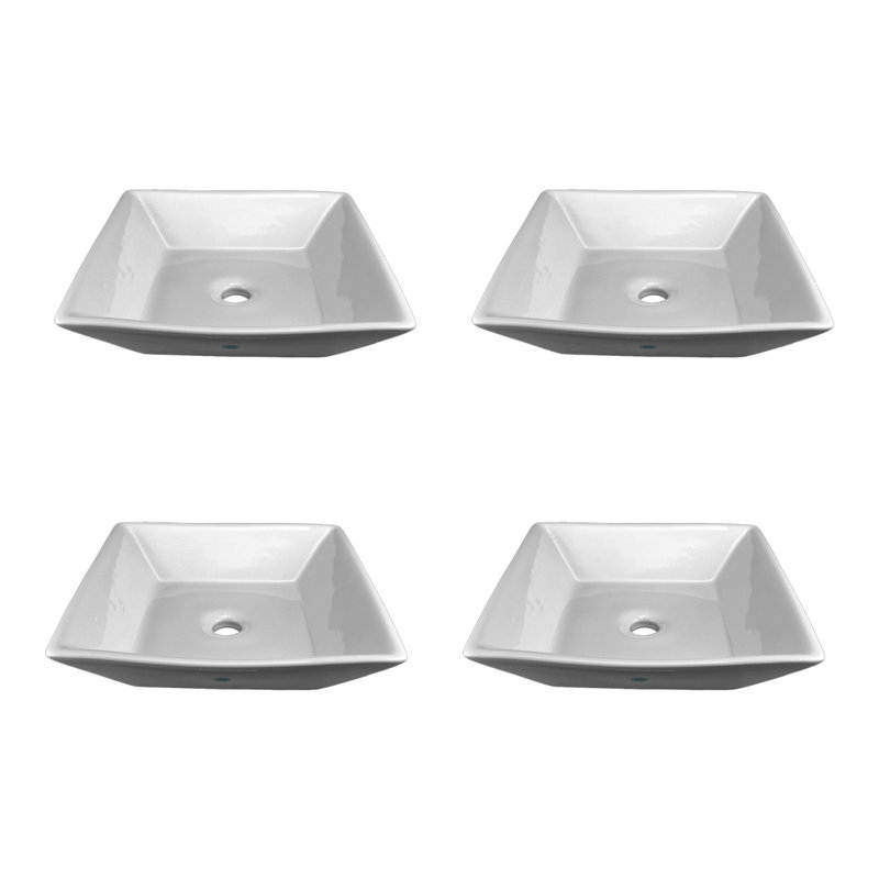 The Renovators Supply Inc. 16.5'' Gloss Vitreous China Square Bathroom Sink with Overflow