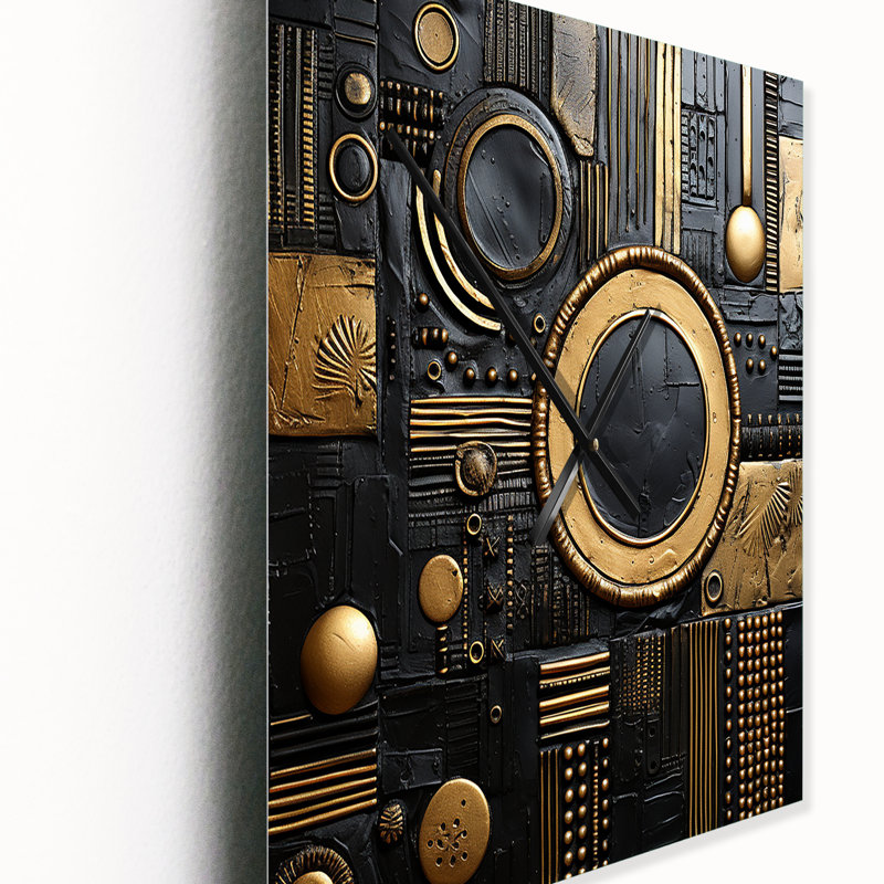 Esoteric Knowing In Teal And Gold III - Modern Geometric Wall Clock Oversized, 32" H x 24" W x 1" D
