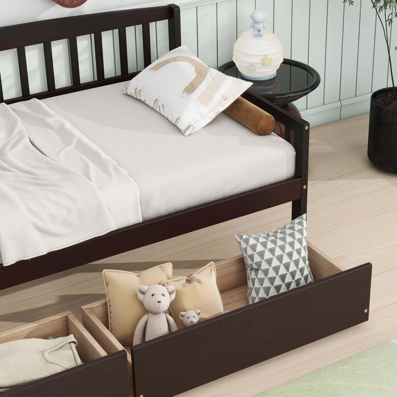 Twin-size Pine Wood Daybed with two Storage Drawers, Espresso