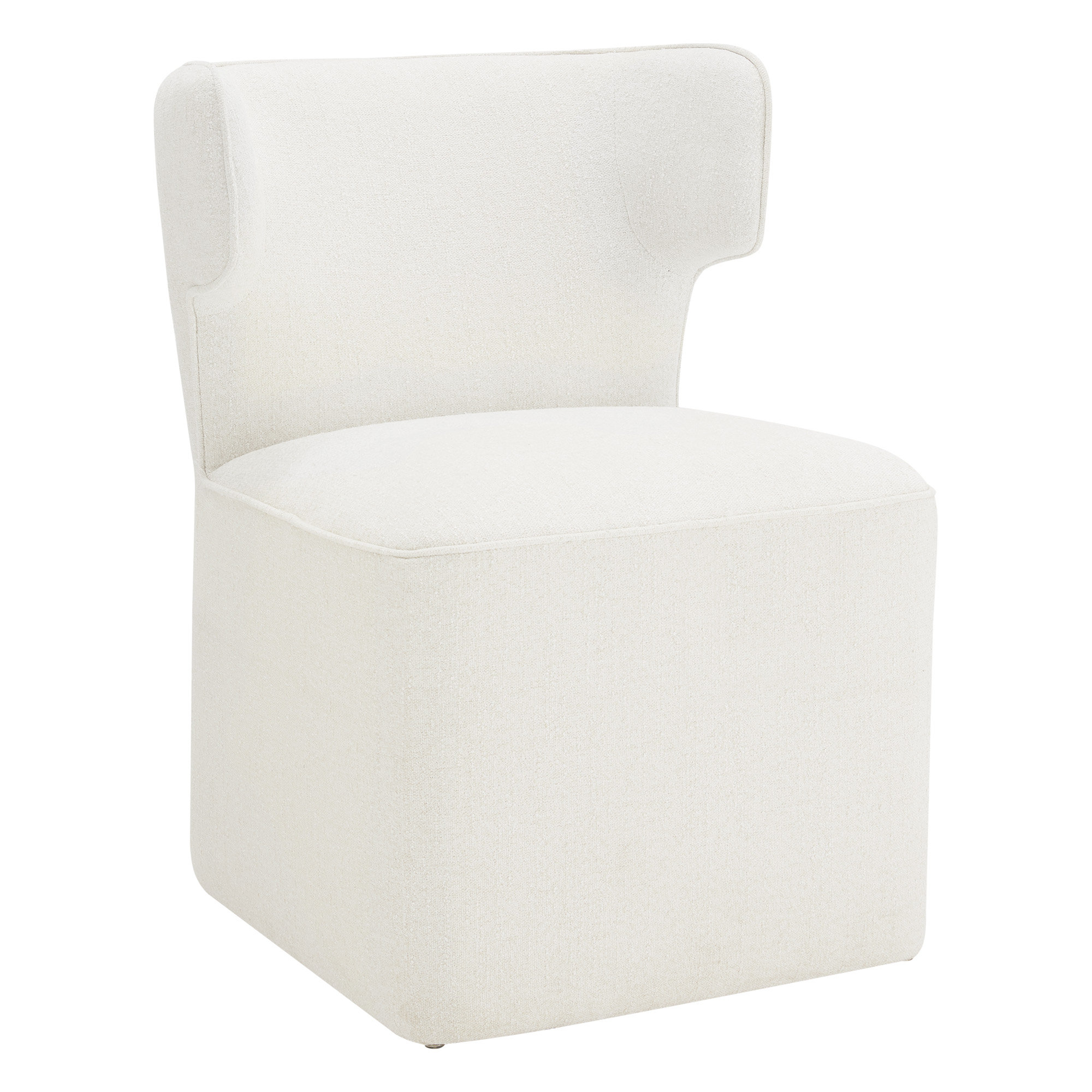 Sardinia Upholstered Dining Chair With Casters, Mellow Ivory Chenille