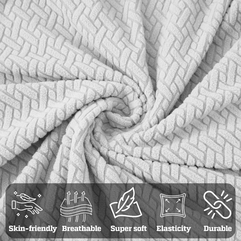 Luxury Stretchable Spandex Sofa Cover/Protector, 179 cm H x 320 cm W x 14 cm D, Silver