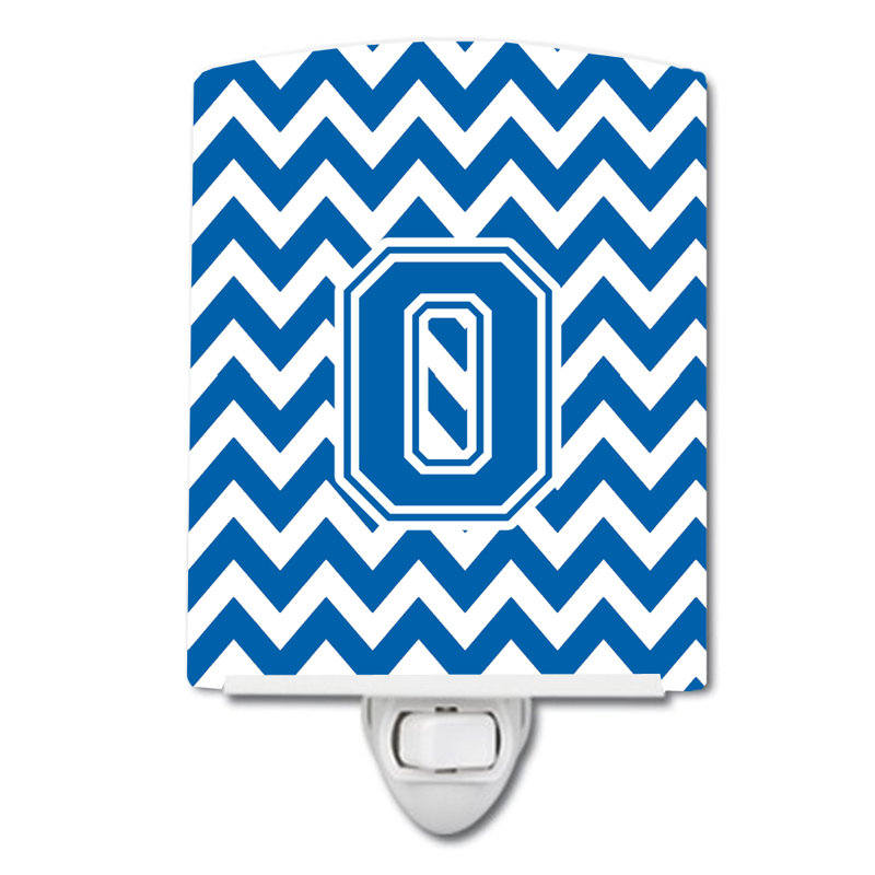 Éclairage de nuit en céramique chevron, Bleu blanchi, O