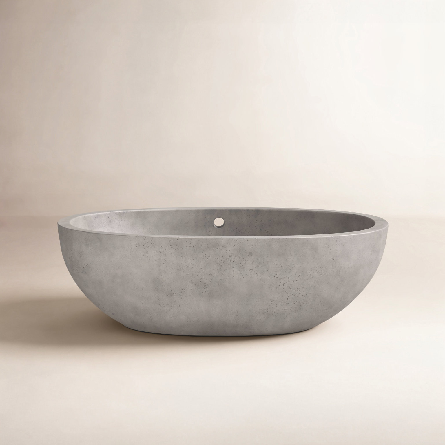 Avalon NativeStone Concrete Freestanding Oval Soaking Bathtub, Ash, 21" H x 36" W x 62" L