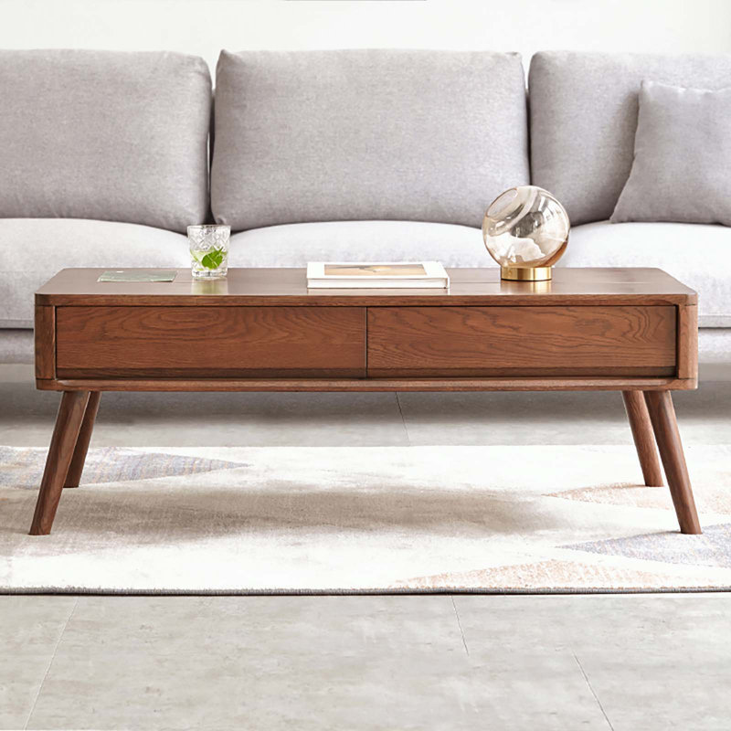 Table basse surélevée Table basse 100% chêne massif avec plateau en bois massif et plateau de table basse Largeur 100 x Profondeur 60 x Hauteur 45 cm Bureau d'étude Facile à assembler