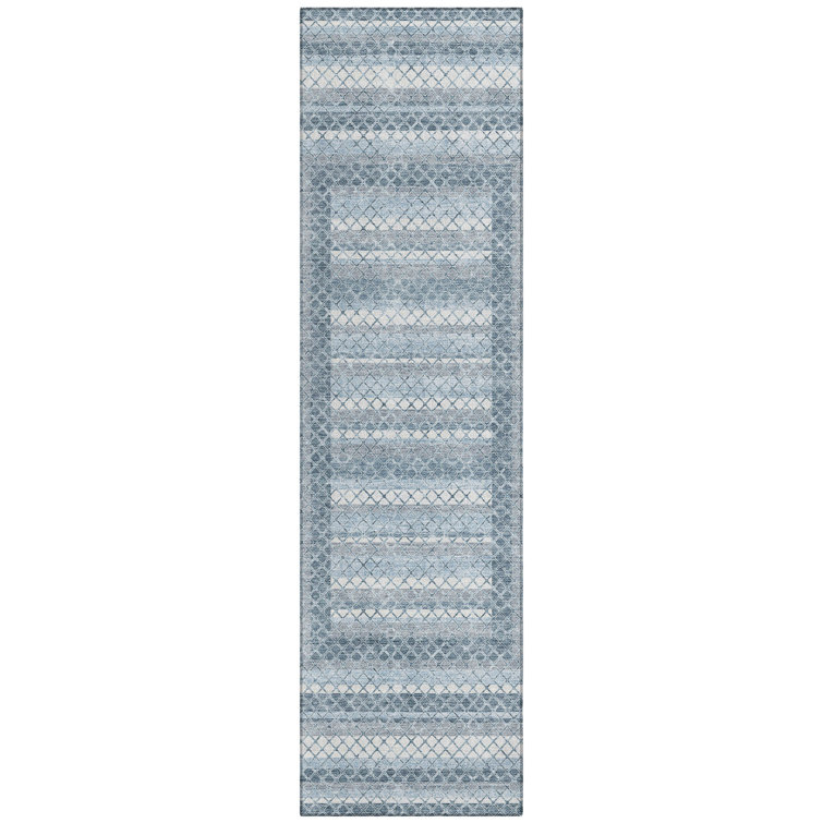 Machine Washable Indoor/Outdoor Xhevrie Denim Rug