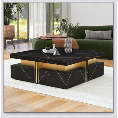 Coffee Table, High End Solid Wood Coffee Table with Storage Shelf and Open Tabletop