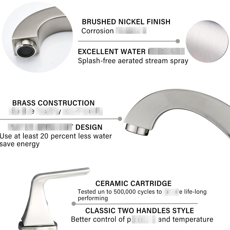 Robinet de salle de bain espacé de 8 po en nickel brossé, design simple et élégant en acier inoxydable 2, avec ensemble de bonde escamotable