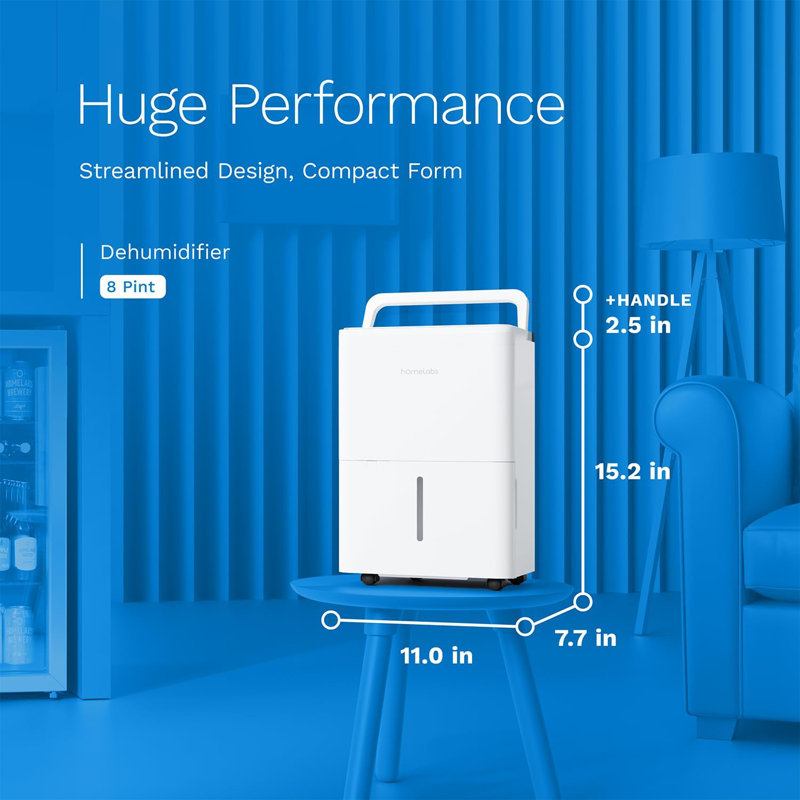 White Portable 1,000 Sq. Ft Dehumidifier with Drain Hose