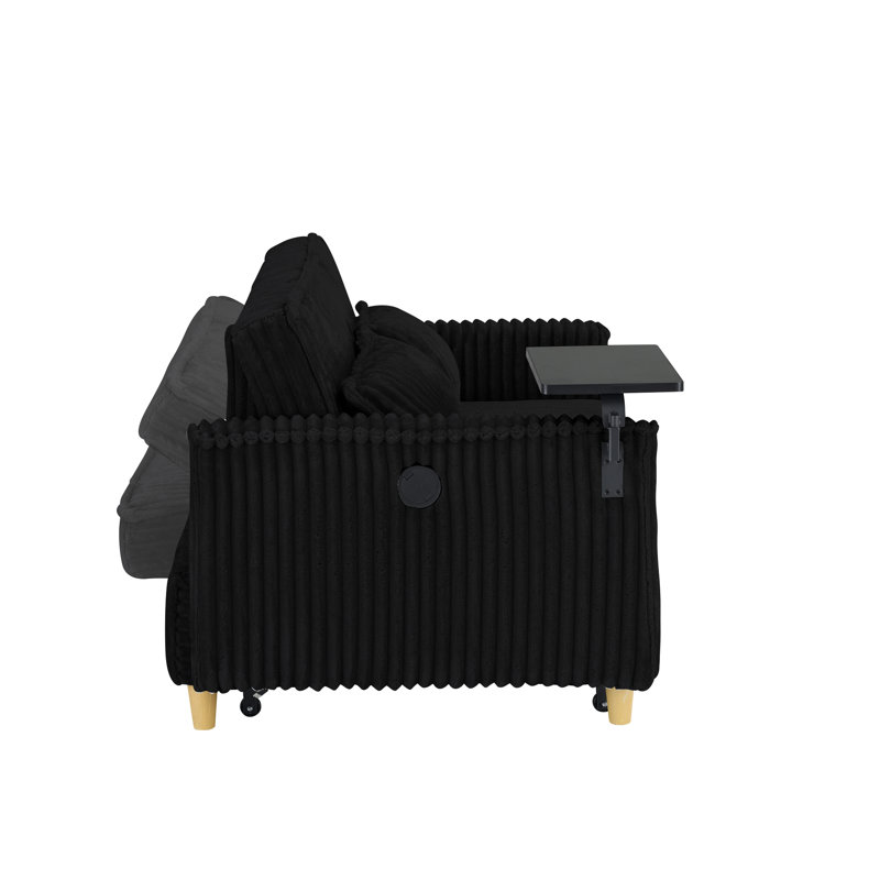 Black Corduroy With Movable Table And Adapter Project Stand Charging Point For Workers