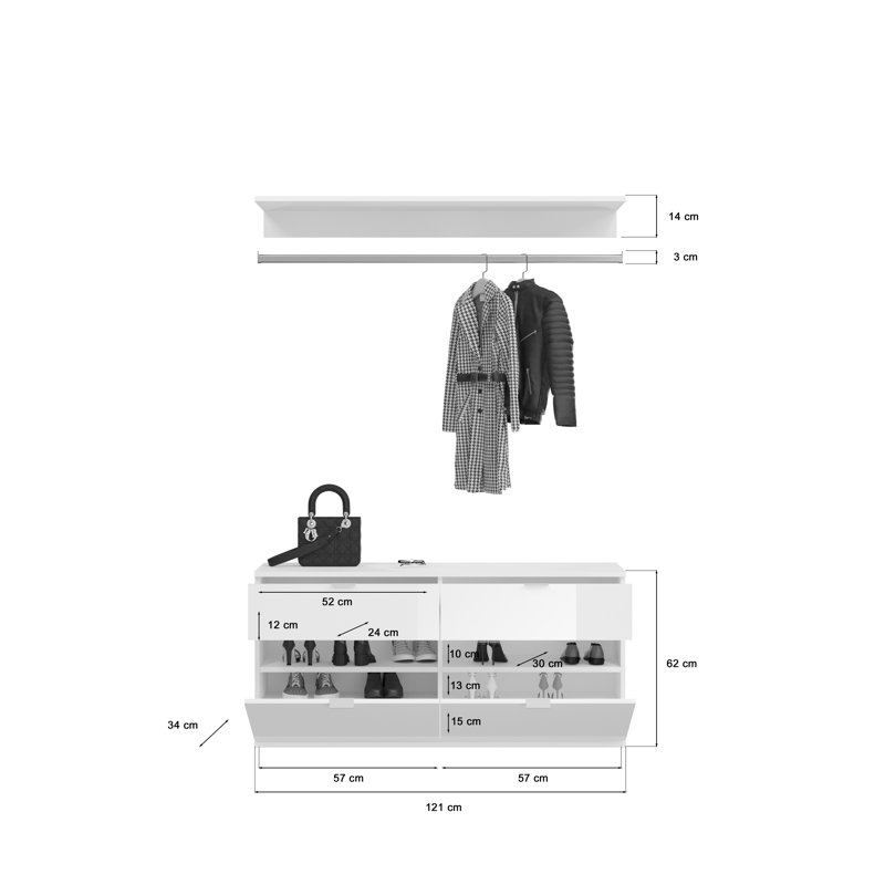 Myisha Wardrobe Combination, High-gloss white