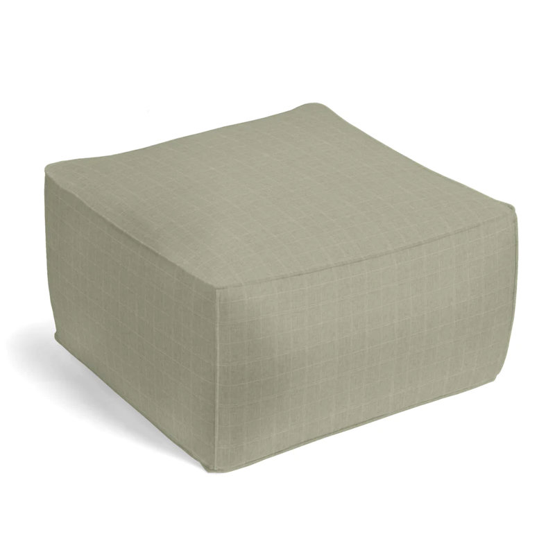 Upholstered Pouf, Dove Polyester Blend/Cotton Blend