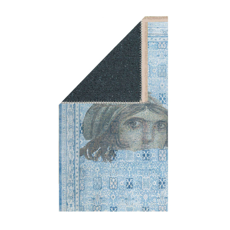 Tapis traditionnel Face Blue Mosaic Face