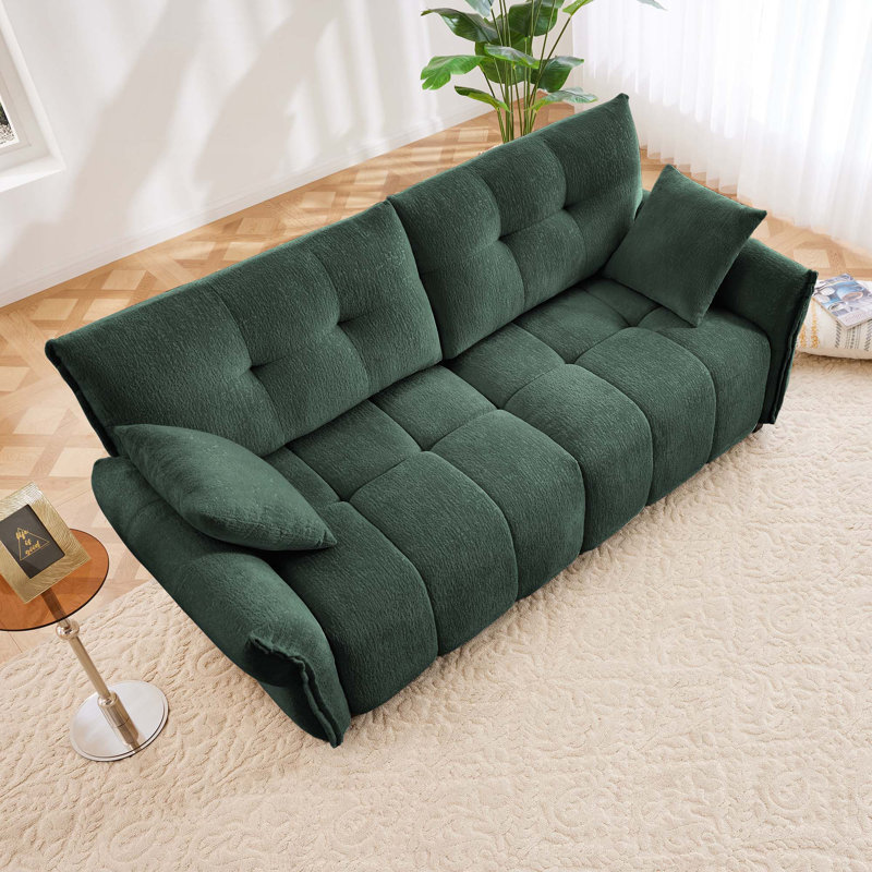 Sofa, Upholstered Sofa Couch For Living Room, Office, Hotel, Green, 35.4" H x 78.7" W x 33.4" D, 2