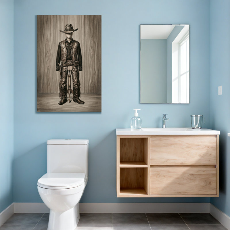 Fashion Western Cowboy Outfit On Wooden Background, 30" H x 20" W