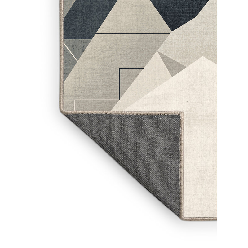 Tapis beige doux et moelleux à motif géométrique minimaliste Olivet, 6x9