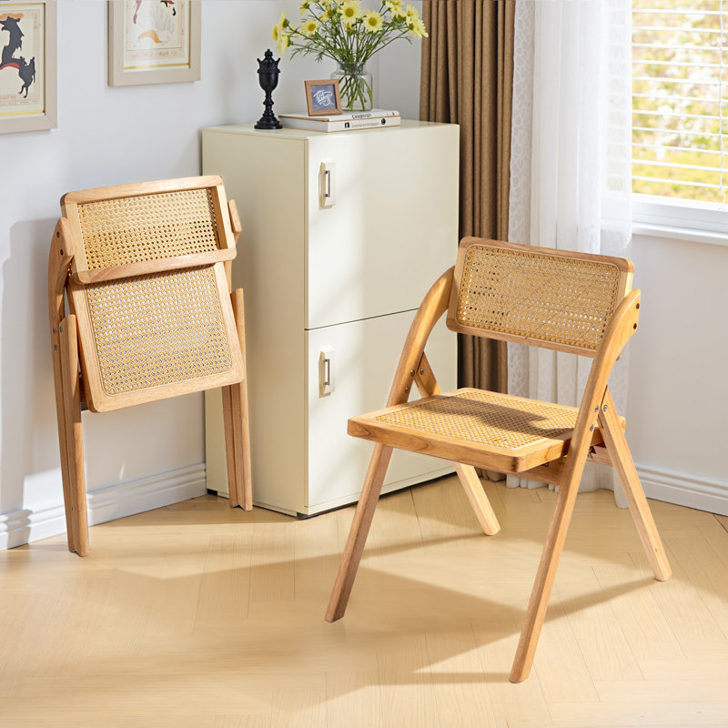 Wood Armless Folding Chairs(Set Of 2), Natural