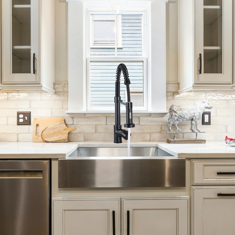 Uptap Pull Down Kitchen Faucet, Matte Black