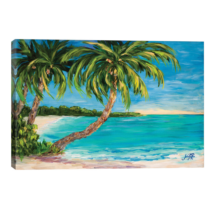 Palm Cove by Julie Derice - Painting, 30.48 cm H x 45.72 cm W