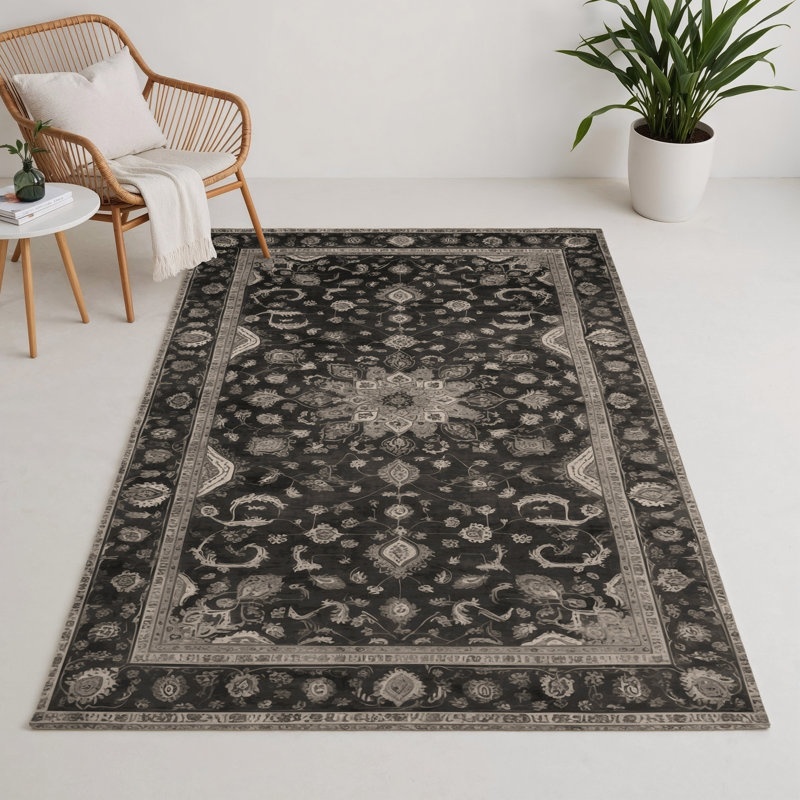 Tapis noir intérieur et extérieur Tabriz, Rectangulaire 3 pi x 5 pi