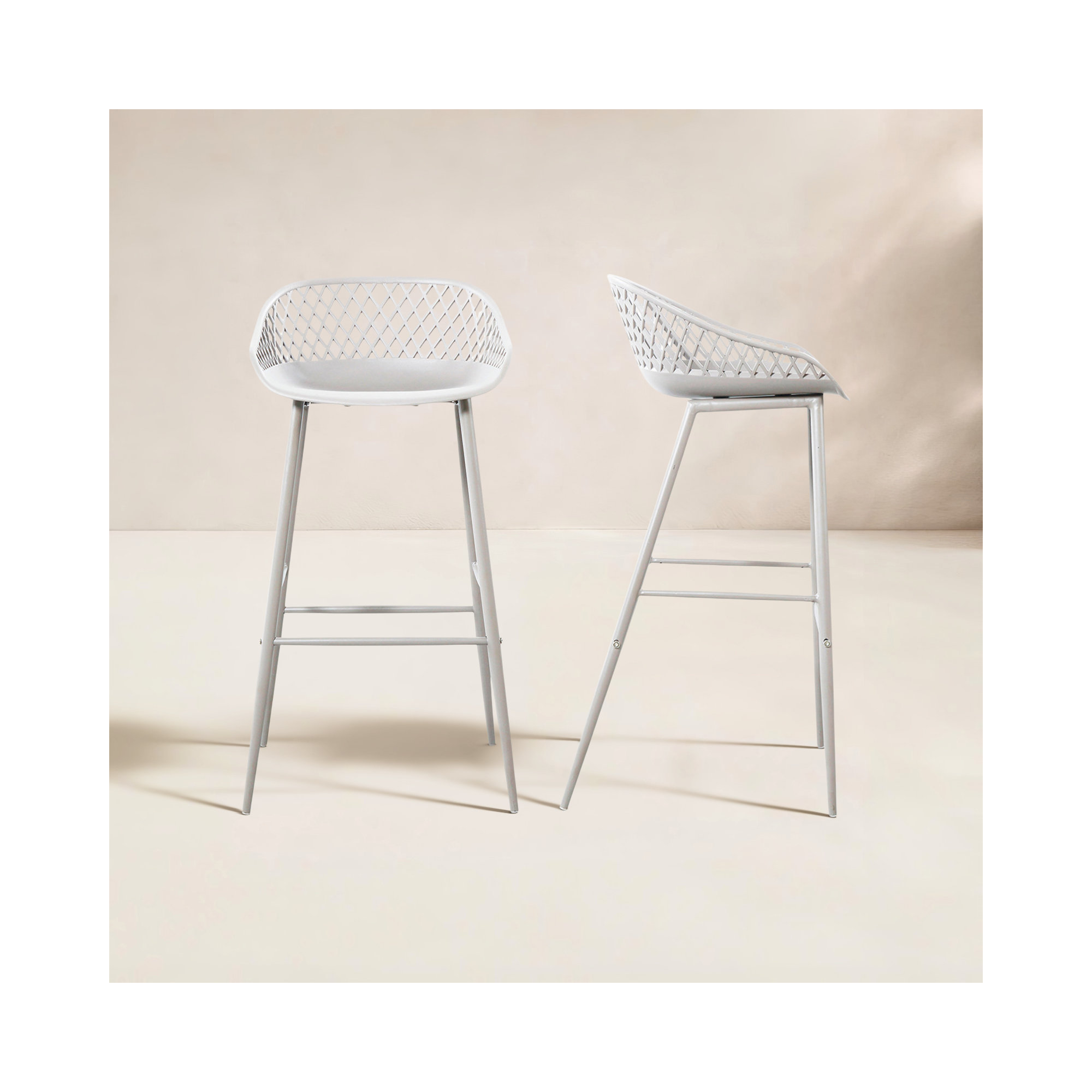 Newark Patio Bar Stool, White, 29"