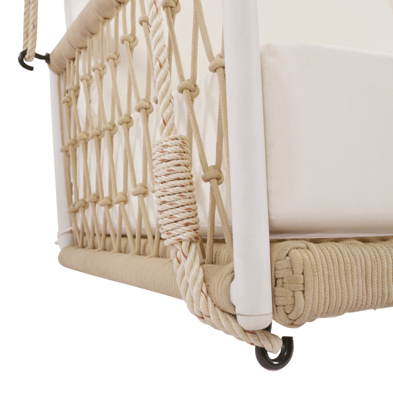 Balancelle d'extérieur beige avec revêtement antitaches, tissu et construction confortables