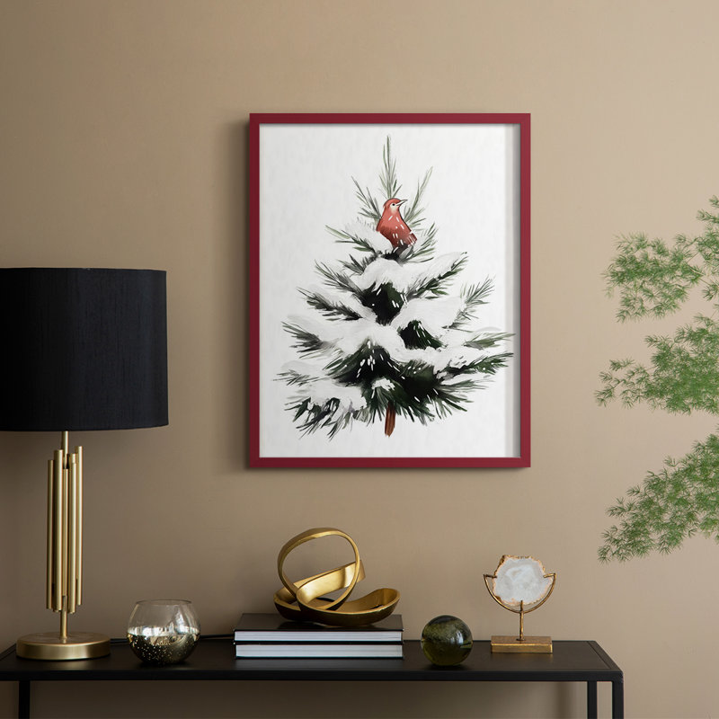 «Christmas Holiday Art CCLxx III», reproduction encadrée - bois massif, H 21 po x l 17 po, Rouge