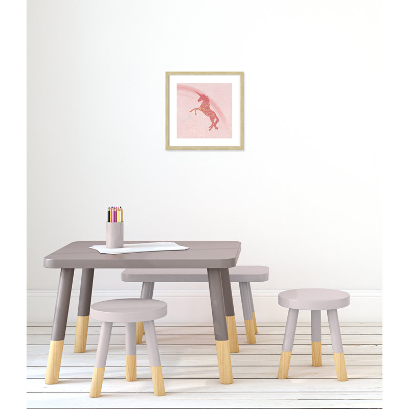 Paillettes licorne 2, H 17 po x l 17 po x P 1,19 po, Cadre boîte champagne clair