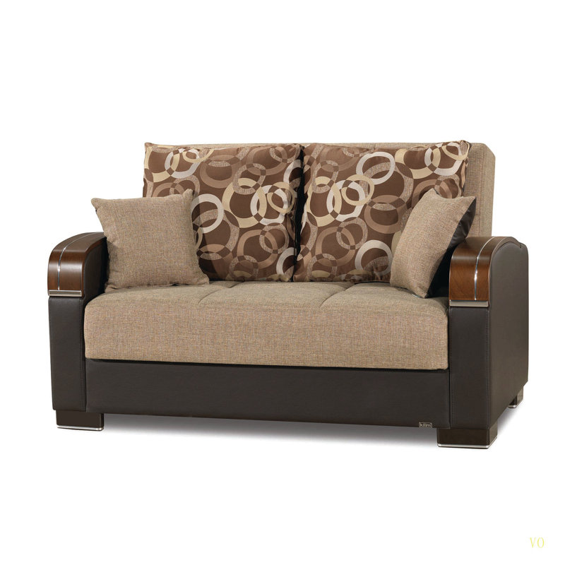 Primenest Mobilon Collection Upholstered Convertible Loveseat With Storage