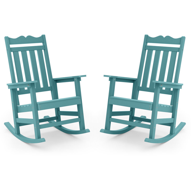 Chaise Adirondack berçante en plastique Anick, Bleu