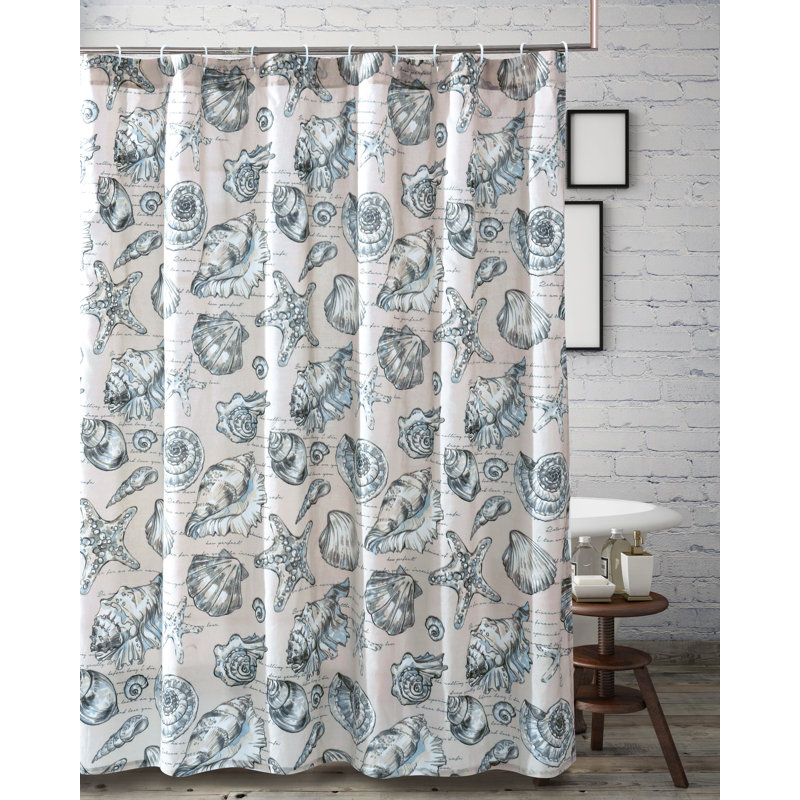 Cruz Linen Coastal Beach Scene Shower Curtain, 72x72 Inches