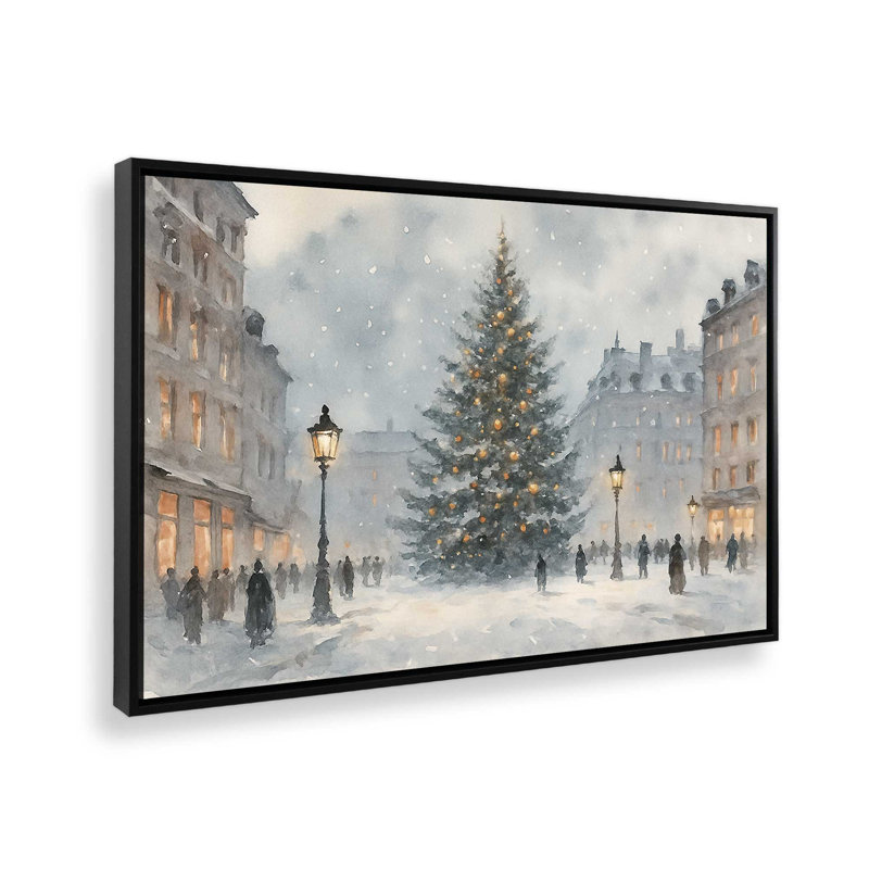 «Town Square Glow», reproduction d'art sur toile, H 12,75 po x l 18,75 po, Noir satiné