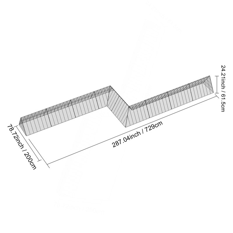 Tunnels pour poulets, tunnels pour poulets 287 x 78,7 x 24,2 pouces (L x l x H)