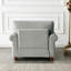 Chaise grise en tissu gris pour espace de vie avec pieds en bois massif et rembourrage confortable