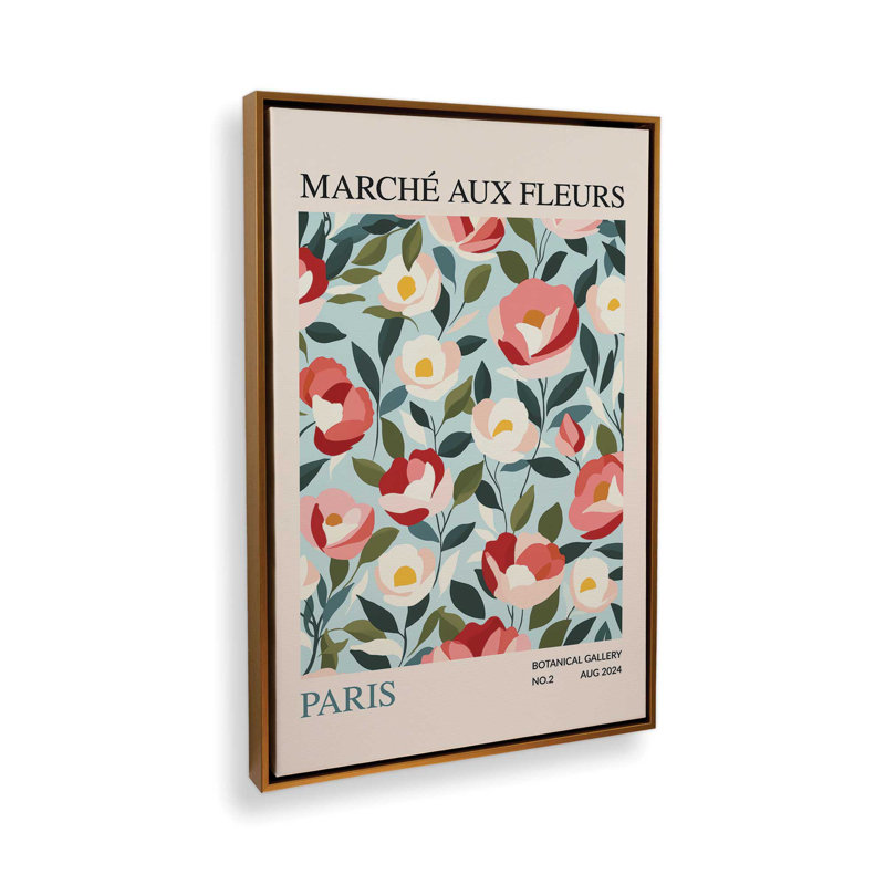 Marché aux fleurs de Paris, Cadre flottant or poli, H 18,75 po x l 12,75 po