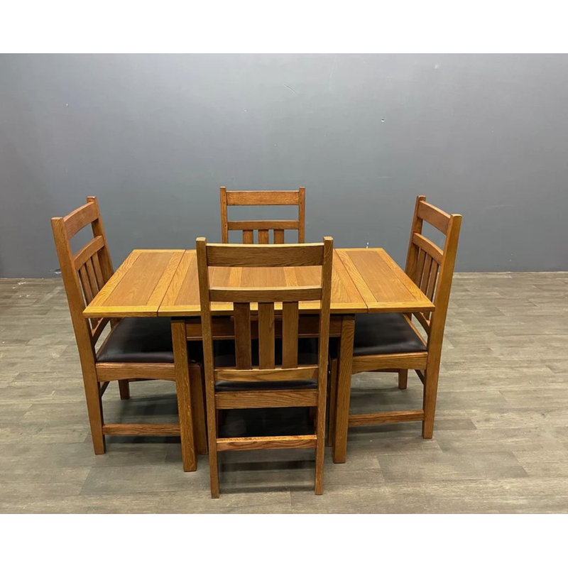 Ensemble de salle à manger extensible en chêne massif pour 4 personnes Rachila, Brun pâle