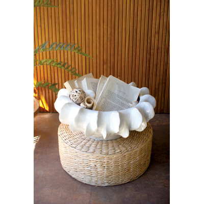  Bol émaillé, H 6 po - Compote décorative en céramique blanc biologique