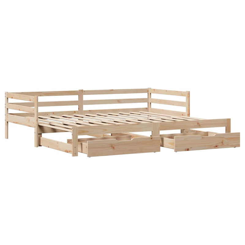 Blasingim Solid Wood Daybed with Trundle, White, 184 x 203.5 cm