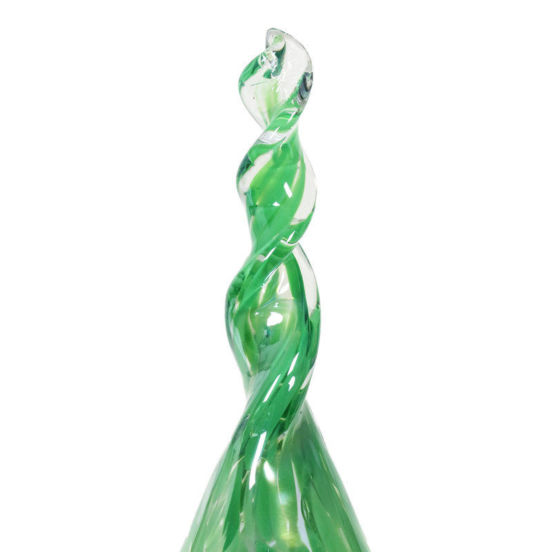 Piquet de jardin flamme en verre soufflé à la main et perlé Exhart, Vert