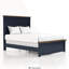 Lit double Modern Farmhouse Pinewood, cadre de lit à panneau bleu bicolore